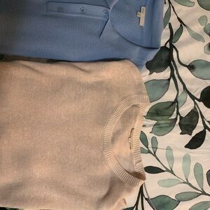 Onia Blue and Cream Men Sweaters